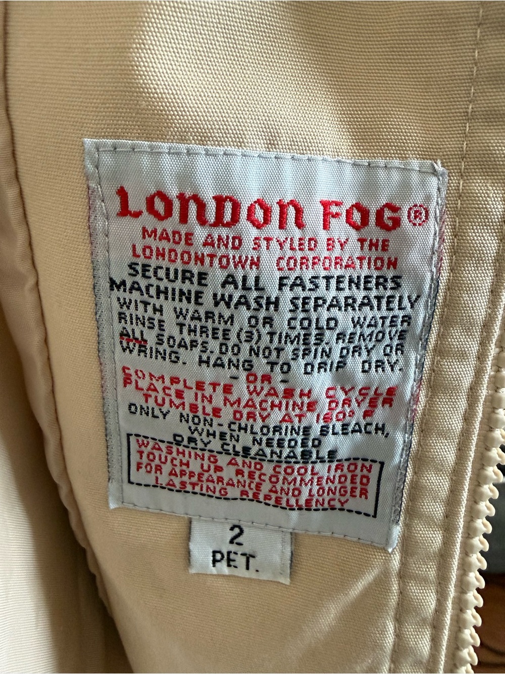 London Fog Beige Zip Utility Jacket Petite 2 Classic Lightweight Coat - Picture 9 of 10